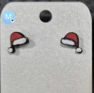 Santa Hat Earrings - Lightweight Wood
